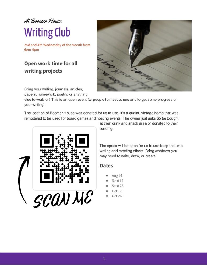 Writing Club at Boomer House!